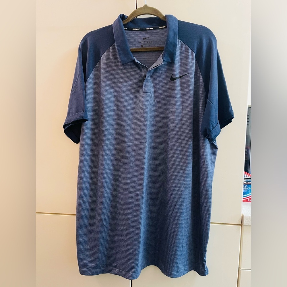 Nike Mens Dri-Fit Golf Polo Shirt Blue Size XL